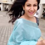 Alya Manasa Instagram – It makes us feel special ✨❤️ when we wear such beautiful saree @shri_sai_collections_ #skyblueinen in breeze