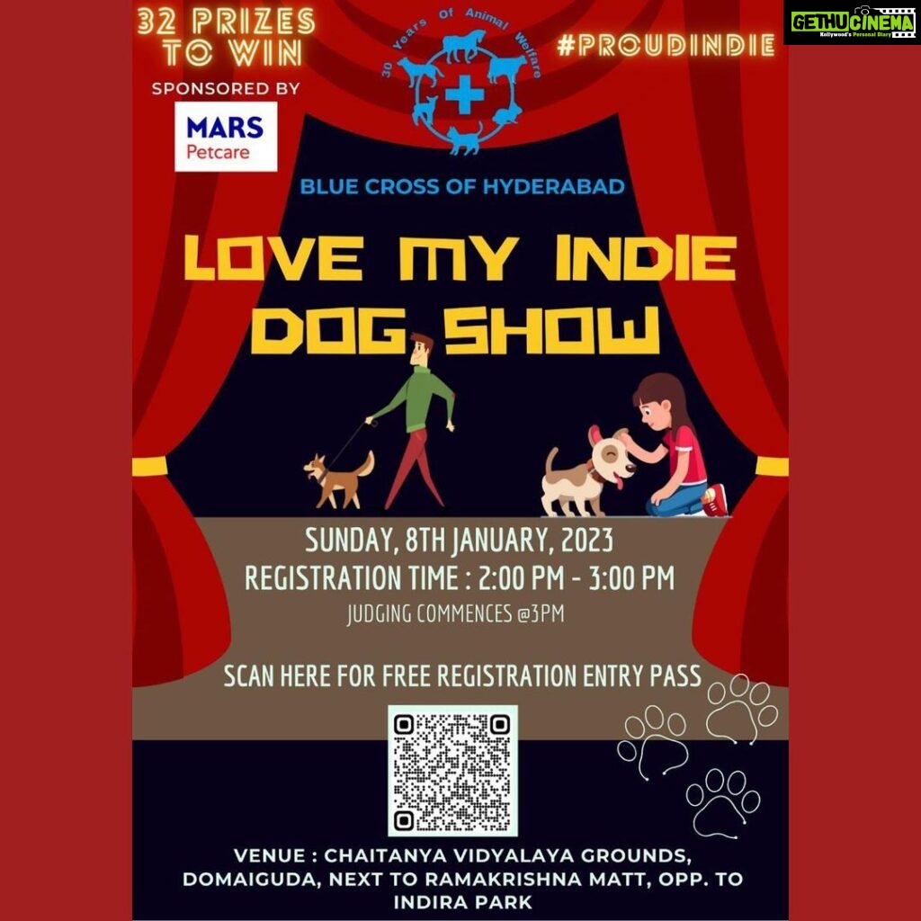 Amala Akkineni Instagram - It is our 30th year at Blue Cross of Hyderabad and I didn't want it to pass without an effort to appreciate all the wonderful families of Hyderabad who have adopted indie dogs. Chaitanya Vidyalaya has opened its gates to welcome us - the Indie-loving community to connect and celebrate these wonderful creatures. If you have adopted an Indie dog, please register and show up to make it a memorable event. 2 PM on Sunday Jan 8th, Chaitanya Vidyalaya, Domalguda. A big thank you to MARS Petcare for sponsoring the prizes…..🙏🏼 @bluecrosshyd #ilovemyindie #adoptdontshop