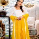 Amrutha Nair Instagram - 💛🥰 Outfit @udupp_by_devikaraju Location @blushingtone_by_veenavineeth MUA @blushingtone_by_veenavineeth Pic @vipinjkumar