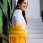 Amrutha Nair Instagram - 💛🥰 Outfit @udupp_by_devikaraju Location @blushingtone_by_veenavineeth MUA @blushingtone_by_veenavineeth Pic @vipinjkumar