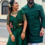 Amrutha Nair Instagram - 💚 @_aju_thomas_ Blouse design @i_meraki_designer_boutique @geethagovindam23 @asianet Trivandrum, India