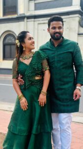 Amrutha Nair Instagram - 💚 @_aju_thomas_ 
Blouse design @i_meraki_designer_boutique 

@geethagovindam23 @asianet