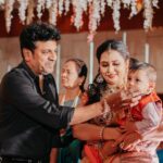 Amulya Instagram - Forever Cherishing ✨ Thank you Shivanna 🙏and Ganesh sir and ma’am for your love & blessings on Atharv & Adhaav ❤️ @nimmashivarajkumar @goldenstar_ganesh @shilpaaganesh