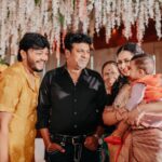 Amulya Instagram - Forever Cherishing ✨ Thank you Shivanna 🙏and Ganesh sir and ma’am for your love & blessings on Atharv & Adhaav ❤️ @nimmashivarajkumar @goldenstar_ganesh @shilpaaganesh