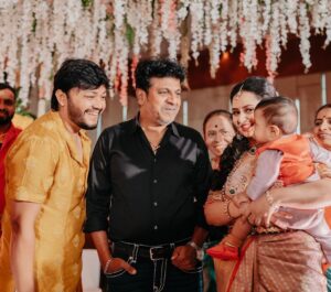 Amulya Instagram - Forever Cherishing ✨
Thank you Shivanna 🙏and Ganesh sir and ma’am for your love & blessings on Atharv & Adhaav ❤️ @nimmashivarajkumar @goldenstar_ganesh @shilpaaganesh