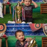 Amulya Instagram - Big match day today , RCB vs CSK .. #rcb #twinboys Atharv & Aadhav all set to cheer for RCB today … RRRRCCCCCBB ‘ಈ ಸಲ ಕಪ್ ನಮ್ದೆ’ #rcbthemephotoshoot #cheerboys #twins #photooftheday Photography: @giggly_tots Costume : @chandangowda_official