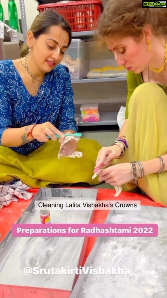 Anagha Bhosale Instagram - DEITY CARE DEPARTMENT Radhashtami Preparations Radhashtami 2022 was the most difficult festival for our department. Most of us got sick after Janmashtami and Radhashtami was less than 2 weeks. We had so much to do and hardly had any energy to gather… 🫠 I wondered HOW WE WILL FINISH UP ALL THE CLEANING, POLISHING AND MAKING OF THE NEW JEWELRY??? I was I a big panick mode😣 All I could do is to pray 🙏 I prayed to KRISHNA BALARAMA to send people to help us out and my prayers we answered…. I understand, when things don’t go in the way I planned them to go, that means KRISHNA BALARAMA HAVE MUCH BETTER PLANS AND I SIMPLY NEED TO ACCEPT THAT PLAN. Here are the prayers I offered and continue to offer 🙏I ACCEPT YOUR PLANS 🙏I AGREE TO FOLLOW YOUR ORDERS ACCORDINGLY TO YOUR PLANS 🙏I PRAY I CAN UNDERSTAND WHAT ARE YOUR PLANS AND FULFILL YOUR DESIRES AS YOU WANT THEM TO BE FULFILLED My friends from South America, Kenya, Mumbai and many other places arrived and were begging for any services… OH AND WE HAD PLENTY SERVICES TO ENGAGE THEM IN. After spending all night finishing up Radhashtami belts, filming Mangala Arati, Filming ABHISHEK, filming late night Srimati Radharani’s Charan Darshan I FINALLY COLLAPSED 🫠 My major festival marathon was over and I could let myself to completely decompress. Many devotees in the Deity Departments all over the world know that feeling when you completely melt after Radhashtami. Those who take up lots of responsibilities, know what a pressure is this festival period from Julan Yatra till the Radhashtami Night. Sri Sri Krishna Balaram Mandir Iskcon , Vrindavan