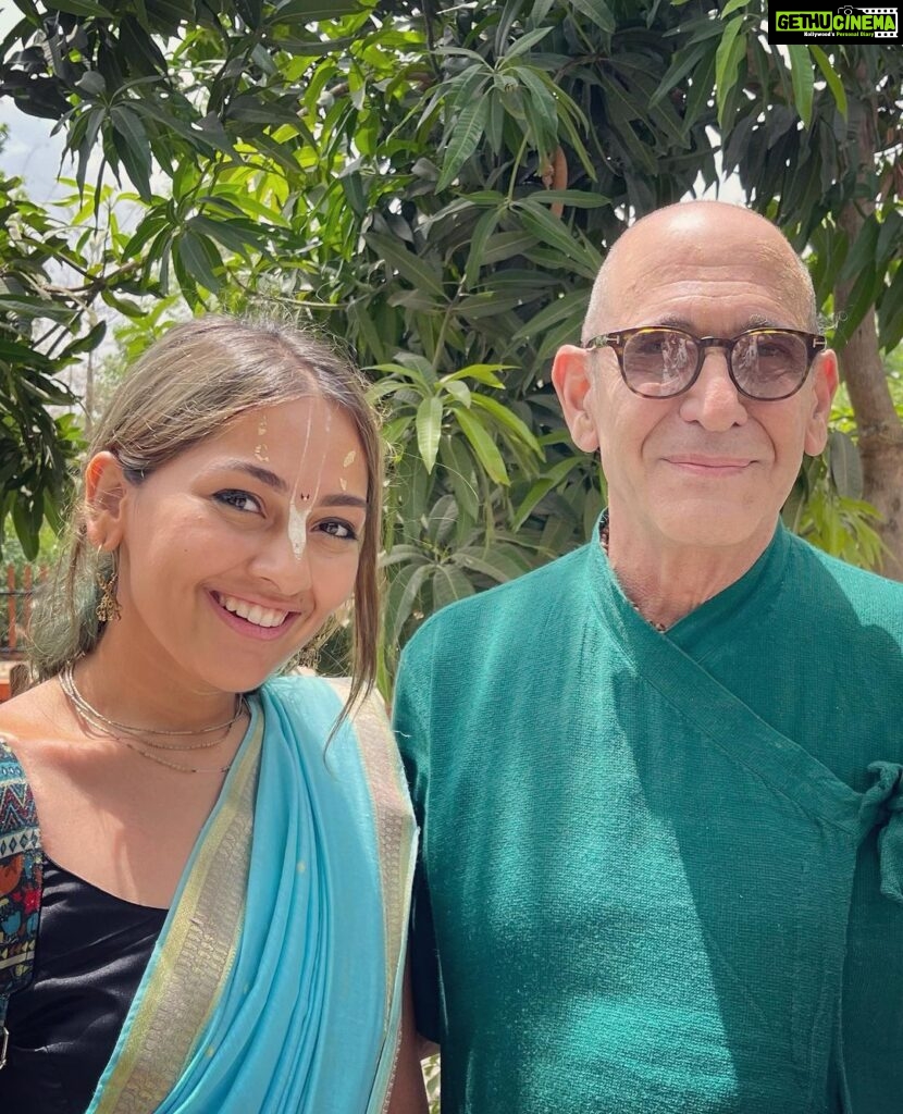 Anagha Bhosale Instagram - Godparents- Thank you krishna for so many blessings, Power of blessings is priceless & divine 🪷 Vaishnav blessings are so powerful, & you don’t meet someone just by coincidence, there is a reason for it, krishna arranges & it’s my fortune to have meet such senior devotees & Srila prabhupada disciple. This changed my vision on so many things & desires..in a very beautiful way, thank you 🙏🏻💙 @srutakirtivishakha The real blessing that the soul is looking for is the blessing of a connection with God’s love, that’s the highest blessing to actually connect with the love of God. The love of God is always everywhere in every situation, if we look for it. In Christian bible it is said, seek and you shall find and Krishna say in Bhagavad Gita that, as you approach me I will reveal myself accordingly? In the wonderful, beautiful things that come in your life if you are looking for the love of God in that and you are looking for the opportunity to grow you will find it. Divine blessing is that which connects us with the love of God and that’s always there. Govardhan Eco Village (GEV) - Sri Radha Vrindavanbihari Temple, Mumbai.