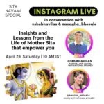 Anagha Bhosale Instagram – How important it is that we all women should be learning & implementing mata Sita’s characteristics in our lives! 
Get ready for beautiful unheard stories about mata Sita #sitanavami special!!
Hope u all keep your questions ready! 
@shubhavilas