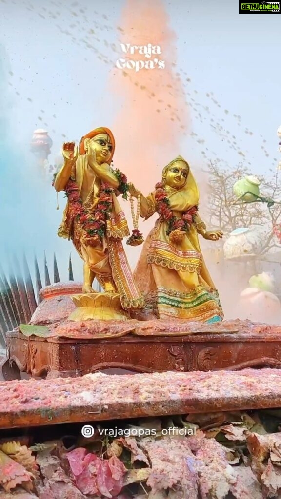 Anagha Bhosale Instagram - Behold the magic🪄 of Holi🌈, as Lord Krishna spreads love💙 and cheer🙌 through vibrant colors! 🌈❤️🌟. . . . . . . . . . . . . . . . . . #vrindavanholi #vrindavan #holi #vrindavandham #mathura #mathuravrindavan #vrindavandiaries #harekrishna #braj #vrindavankrishna #holifestival #radharani #sari #brajkiholi #reels #radhakrishna #iskconvrindavan #karanvigcouture #karanvig #krishna #brajholi #radhakrishnalove #reelsinstagram #idcyeah #sareesofinstagram #meninsaree #sakhi #hori #boysinsaree #sareereels Govardhan Eco Village (GEV) - Sri Radha Vrindavanbihari Temple, Mumbai.