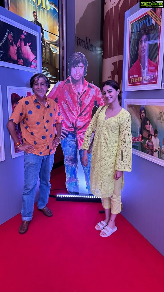 Ananya Panday Instagram - @amitabhbachchan sir HAPPY BIRTHDAY LEGEND 🤍 I got to watch ‘Amar Akbar Anthony’ in theatres in 2022 with my Papa who had seen it 20 times in theatres when it released in 1977 🥹 we got to experience the film with the best @azmishabana18 ji watching the film with us (you can hear someone screaming - woh ladki idhar hai - when she comes on screen 😋) We miss you, it was magical seeing you on screen Rishi ji, Vinod ji & Parveen ji 🫶🏼 love you @neetu54 ji 💕I can’t even begin to describe the feeling of watching this film in cinemas a houseful theatre - everyone cheering, whistling, dancing, singing, mouthing dialogues and celebrating the magic that is Amit Ji and the movies✨ thank you for this unforgettable experience @filmheritagefoundation @pvrcinemas_official