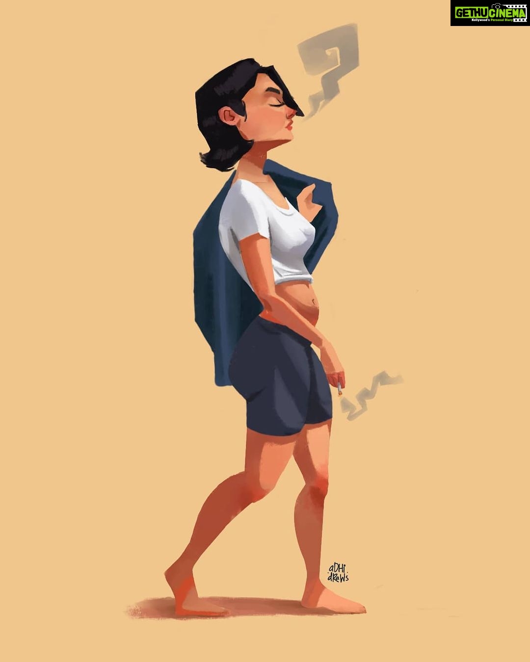 Anarkali Marikar Instagram - I like how cool and calm I am in this art work with my cute little tummy. @adhidraws this is lovely❤️