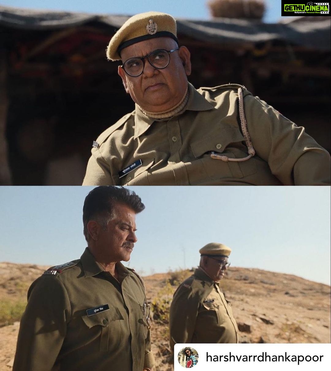 Anil Kapoor Instagram - #1yearofThar Posted @withregram • @harshvarrdhankapoor 1 year of my first film as producer and 5 th credit as an actor.. several years in the making and we finally were able to bring this never before seen world to life. Thar personally for me is the film I’m post proud of just because of how difficult it was to get it made and put it out there , it taught me that perseverance and conviction always pays and that there is still a place for authenticity and originality in a mostly plastic and superficial world. Made a friend for life @rajsingh_chaudhary got to work with @anilskapoor for the second time after ak Vs ak he also won his first ott filmfare award for this while I got my first best actor and best film nomination. @shredevdube our miracle cinematographer who created waves with her work and won the Asian academy award for cinematography the brilliant @fatimasanashaikh forever grateful to her that she said yes to this film that so many mainstream actresses today would’ve shyed away from @jitendrajoshi27 unbelievable actor and an even better human being @ajayjayanthi for his magical score @artb for her patience during the edit there were so many cuts and reshoots that further improved the film she handled our mistakes with so much patience and grace and love I will be forever grateful to you @netflix_in @chetansjhawar @nehacolours for backing a film most wouldn’t and standing by it thank you very much. Lastly but most importantly the opportunity to work with @satishkaushik2178 I will be eternally grateful for we miss you everyday .For those that haven’t seen our moody slow burn thriller it’s on Netflix
