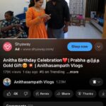 Anitha Sampath Instagram – #trendingno5😀 Thank u thangams❤️❤️
#birthdayvlog #trending #anithasampath #vijaytvhost #vijaytv