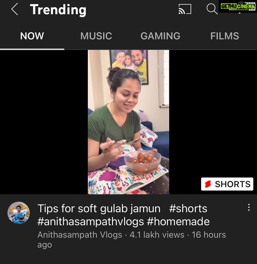 Anitha Sampath Instagram - Trending #1 on youtube Two videos trending#1 this month😍 Anitha sampath vlogs💖 . . . #trending #youtubeshorts #anithasampath