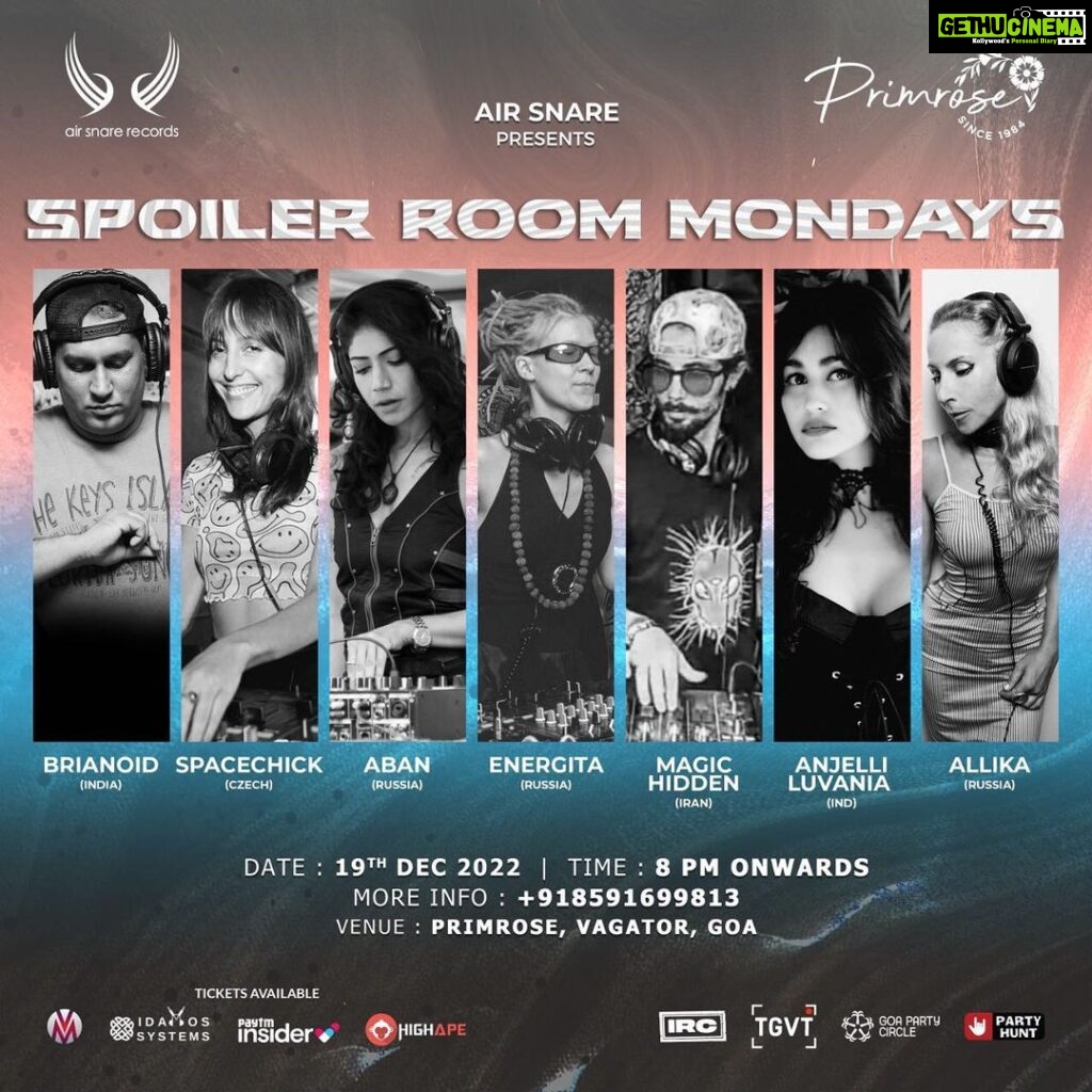 Anjali Lavania Instagram - Come have a techtastic night with me 🙃 Air Snare presents, "Spoiler Room Mondays" We'll be taking off this December 19th at Primrose, Goa!🌊 Join us for a night of innovation and creativity, and experience the best in electronic dance music. Time to get your groove and book your entries! More info 8591699813 Tickets at https://insider.in/spoiler-room-mondays-with-brianoidabanspacechick-more-dec19-2022/event https://idamoss.com/events/spoiler-room-mondays-goa/
