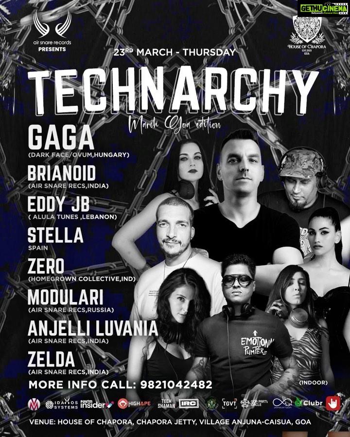 Anjali Lavania Instagram - Hello Party People ,Air Snare is here with its March Edition of Technarchy headlining this edition is Hungarian Techno legend " Gaga" on March 23 at the mighty 'House Of Chapora',joining him on this dancefloor mission we have Eddy Jb Brianoid,Stella,Zero,Anjelli Luvania ,Modulari & Zelda.So jot down this gig in your "Must Go " dairy and see u in the dancefloor. Technarchy (March Goa edition) Line up Gaga (Dark Face/Ovum,Hungary) https://linktr.ee/gagahungary Brianoid (Air Snare ,india) Eddy Jb (Alula Tunes ,Lebanon) Stella (Air Snare ,Spain) Zero (Homegrown Collective,ind) Anjelli Luvania (Air Snare,ind) Modulari (Air Snare,Russia) Zelda (Air Snare ,ind) 23rd March,2023 House of Chapora 9 pm onwards More info 9821042482 Tickets at https://insider.in/technarchy-with-gaga-hungaryeddy-jb-brianoid-stella-more-mar23-2023/event https://idamoss.com/events/technarchy-goa/ https://tickets.madvibes.in/product/technarchygoahoc/ goaparties #goanightlife #goapartylovers #goaparties#goaundergroundtribe#goaparties #technodj #technoaddict #technolover #instatechno#technodance#technoconnectingpeople #technofamily #technolife #electronicmusic#goa #mygoa #beautifulgoa #goavibes #goalifestyle #techhouse #music #houseofchapora #airsnaremusic #gaga #brianoid