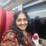 Anju Aravind Instagram – In vande bharath train.. A surprise in the train… Sreekuttan chettan nd anichechy..Reached so fast..