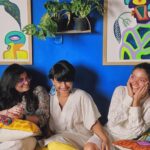 Anna Ben Instagram - People as bright as these colours ✨ @davidsonvarsha you are as colourful and beautiful as your artwork 😍 big hugs for letting us take over your lovely space and for being the best host ❤️ look at the Ak sisters 🥺 I missed you girls so much ❤️ Ps: for everyone asking… these paintings are by @davidsonvarsha she is amaaazing! ❤️ Bangalore, India