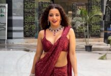 Antara Biswas Instagram - She is Free In Her Wildness … She Is A Wanderess… A Drop Of Free Water ❤️…. Styled by: @tripzarora Draped by: @rina_mane25 Mua: @makeupbyshahrooq Hairstyling: @kalpanathore 📸: @deepakpathak663 #beqaboo #colorstv