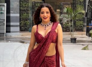 Antara Biswas Instagram - She is Free In Her Wildness … She Is A Wanderess… A Drop Of Free Water ❤️…. Styled by: @tripzarora Draped by: @rina_mane25 Mua: @makeupbyshahrooq Hairstyling: @kalpanathore 📸: @deepakpathak663 #beqaboo #colorstv