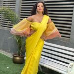 Antara Biswas Instagram – I am Feeling Yellow Today … Probs Because I am Yellow 💛💛💛… 

Styled by : @tripzarora 
Draped by : @rina_mane25 

Mua : @makeupbyshahrooq 
Hairstyling: @kalpanathore 

📸: @deepakpathak663