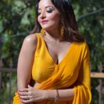Antara Biswas Instagram – So Many Songs In Mind On This Yellow Saree… You Suggest Me For My next #reel 🤷‍♀️

#beqaboo #tonight at 9pm 

Mua : @makeupbyshahrooq 
📸: @deepakpathak663 Film City
