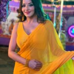 Antara Biswas Instagram – So Many Songs In Mind On This Yellow Saree… You Suggest Me For My next #reel 🤷‍♀️

#beqaboo #tonight at 9pm 

Mua : @makeupbyshahrooq 
📸: @deepakpathak663 Film City