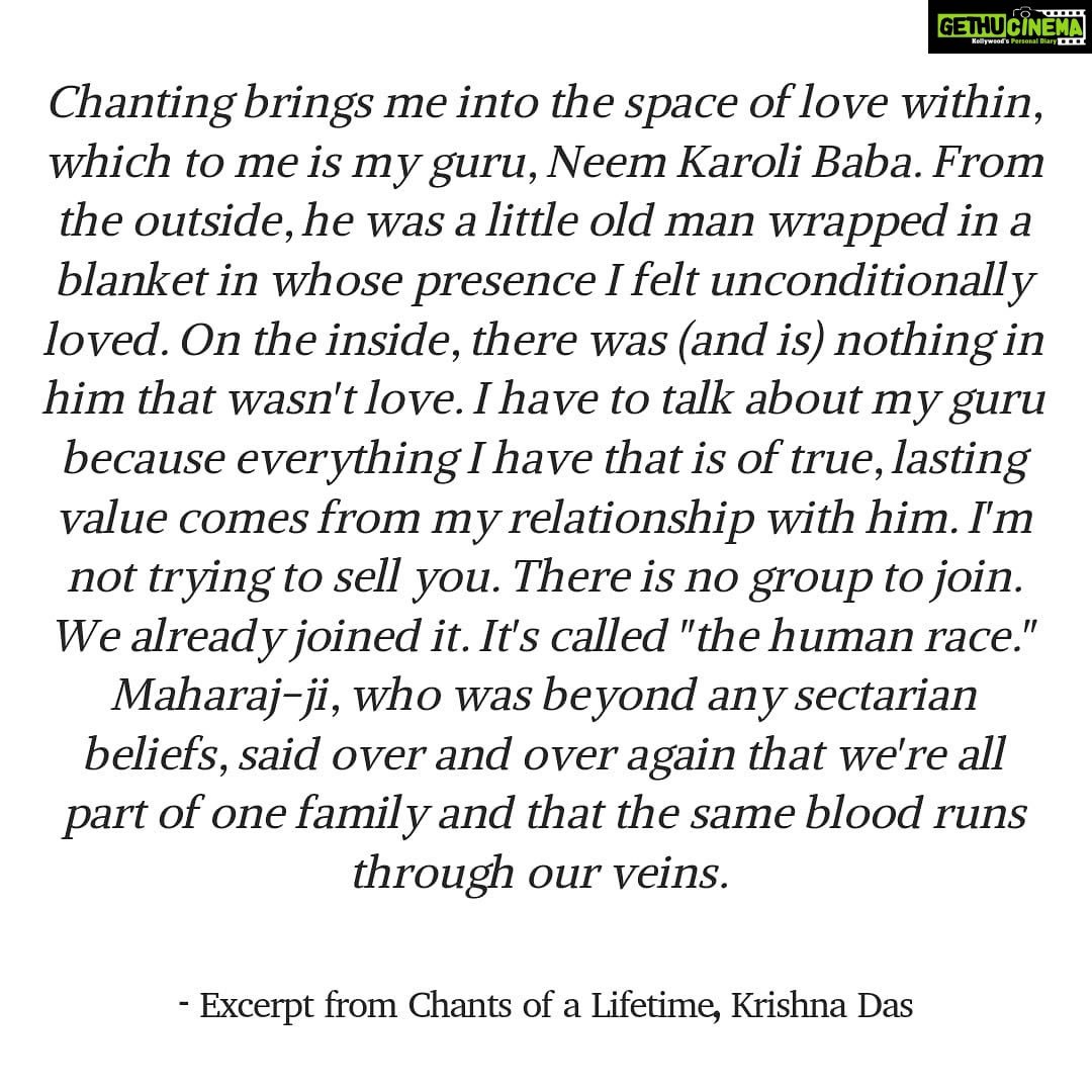 Anushka Sharma Instagram - “Chanting brings me into the space of love within, which to me is my guru, Neem Karoli Baba. From the outside, he was a little old man wrapped in a blanket in whose presence I felt unconditionally loved. On the inside, there was (and is) nothing in him that wasn't love. I have to talk about my guru because everything I have that is of true, lasting value comes from my relationship with him. I'm not trying to sell you. There is no group to join. We already joined it. It's called "the human race." Maharaj-ji, who was beyond any sectarian beliefs, said over and over again that we're all part of one family and that the same blood runs through our veins.” - Excerpt from Chants of a Lifetime, Krishna Das @krishnadasmusic 🌸💕