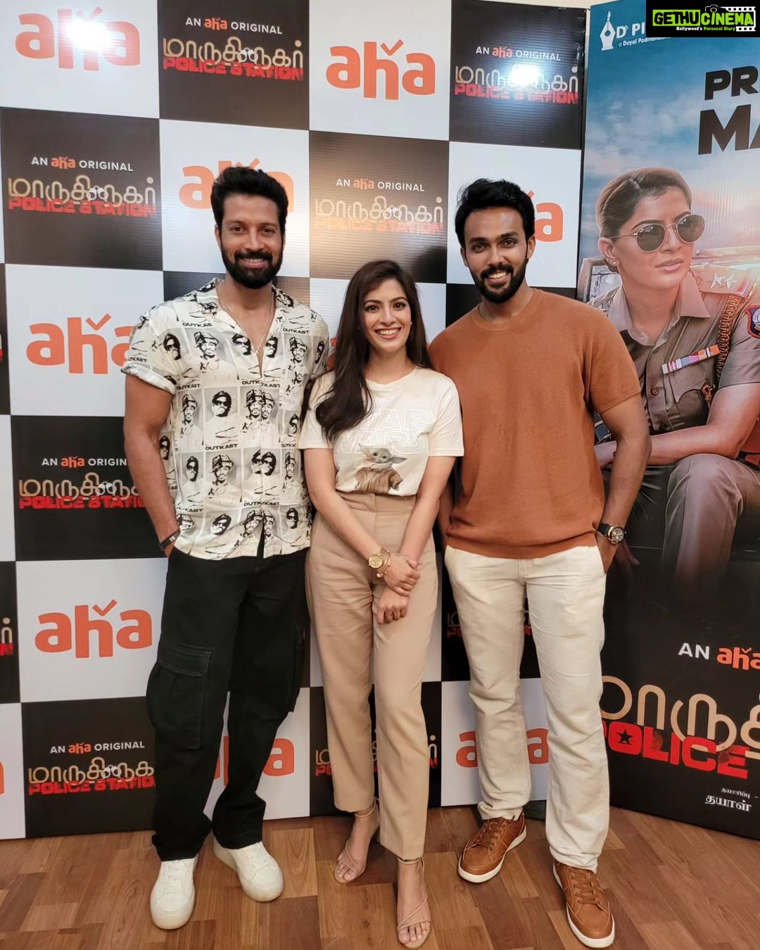 Arav - 37.6K Likes - With my sweetest family. Will miss the wonderful times we had on set. I'll miss the reels we make and the games we play. Love you guys❤️❤️
@varusarathkumar @santhoshprathapoffl @vivek_rajgopal @yazar_christopher
Missed you darling @mahatofficial
@filmmaker_dayal_padmanabhan sir plan another film pls🤗🤗
#MaruthiNagarPoliceStationOnAHA #MaruthiNagarPoliceStation #Friendship #AhaOriginal #ott