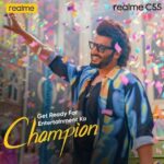 Arjun Kapoor Instagram - Get grooving as the Champion is here! Experience the fun and excitement with the #EntertainmentKaChampion. The #realmeC55 is launching on 21st March at 12:30 PM.