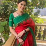 Asha Bhat Instagram - I loved it ❤️ I draped it💚 Thank you @sankalpa_angadi ❤️ Pic taken by Amma 😘