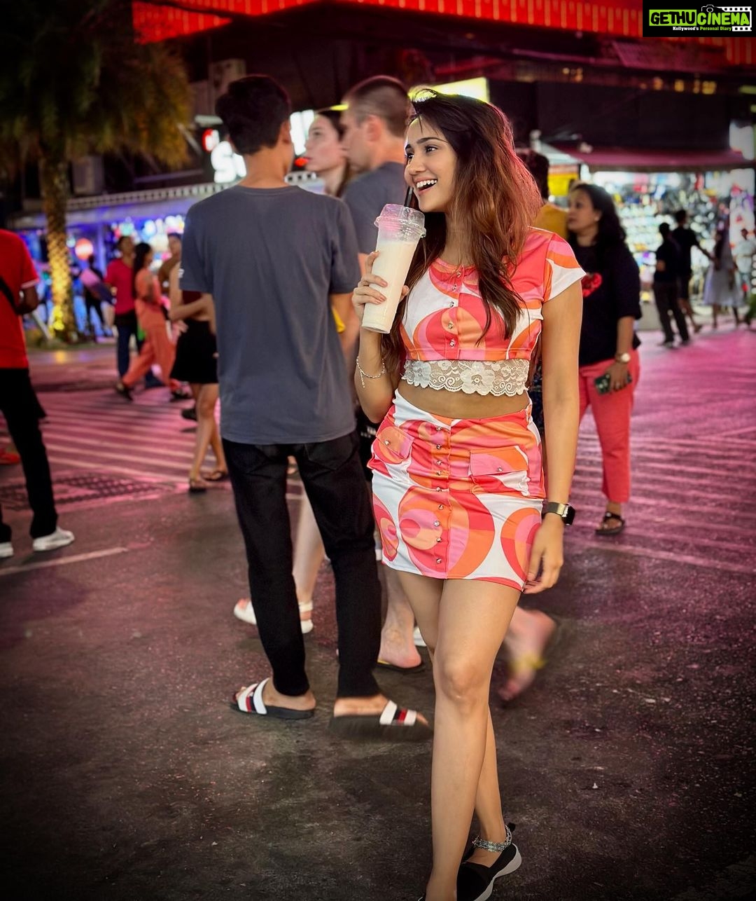 Ashi Singh Instagram - On the streets of Alcohol I am high on Coconut shake 🥥 . #AshiSingh #Phuket #OnTheStreets #CoconutShake Patong, Phuket Thailand