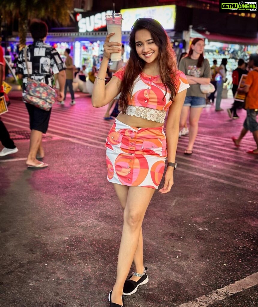 Ashi Singh Instagram - On the streets of Alcohol I am high on Coconut shake 🥥 . #AshiSingh #Phuket #OnTheStreets #CoconutShake Patong, Phuket Thailand