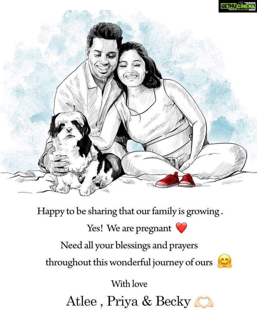 Atlee Kumar Instagram - Happy to announce that we are pregnant need all your blessing and love ❤️❤️ Wit love Atlee & Priya Pc by @mommyshotsbyamrita