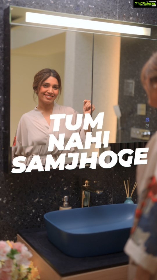 Bhumi Pednekar Instagram - True story...I spend a whole lot of time re-enacting my favourite movie scenes in the bathroom. And this bathroom, fitted with @kohler_india designs, is the perfect stage! @goodhomesmagazine