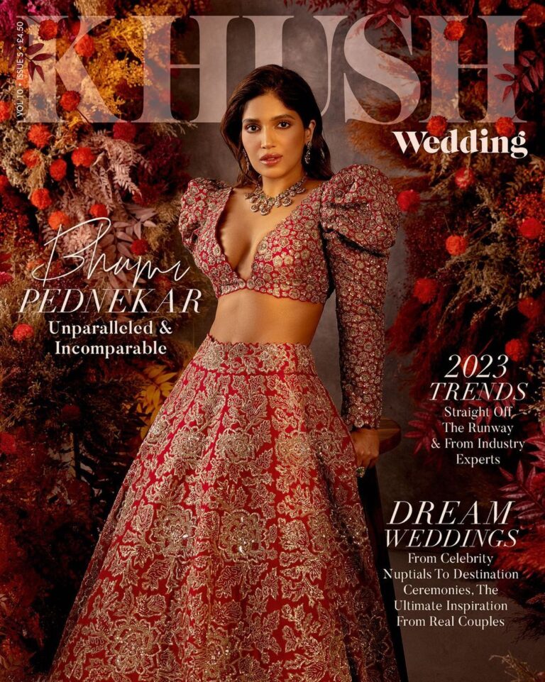 Bhumi Pednekar Instagram - A climate warrior, outspoken feminist and voice for change, Bhumi Pednekar (@bhumipednekar) has approached both life and work on her own terms and transcended stardom by igniting a green mission. For the latest issue of #KhushWedding, the acclaimed actor transforms into a bridal sensation in custom @mrunalinirao couture. In our exclusive cover story, Bhumi also talks about all things love, women in cinema, sustainability and using her voice to raise awareness on climate and environmental change. Hit the link in bio to get your copy for endless inspiration on all the upcoming bridal trends in 2023. All wardrobe: Mrunalini Rao (@mrunalinirao), Jewellery: Dhirsons Jewellers (@dhirsons_jewellers) — Editor-in-chief: Sonia Ullah (@Sonia_Ullah) Photographer: Vansh Virmani (@VanshVirmani) Creative Director: Manni Sahota (@Mannisahota_) Fashion Editor: Vikas Rattu (@vikas_r) Fashion Stylist: Tanishq Malhotra (@TanishqMalhotraa) Makeup: Sonik Sarwate (@sonicsmakeup) Hair: Seema Khan (@hairstories_byseema) Words by: Nupur Sarvaiya (@nupursarvaiya) Set Execution: Phoolandevi Events (@phoolandevievents) Production coordination: April Studios (@april.studios) Studio Courtesy: Go Studios (@gostudio.in) Styling Assistants: Bhavya Jain, Archita Elwadhi, Farheen Kaur & Garima Artist Talent Management: YRF (@Yashrajfilmstalent) #KhushWedding #bhumipednekar #coverstar