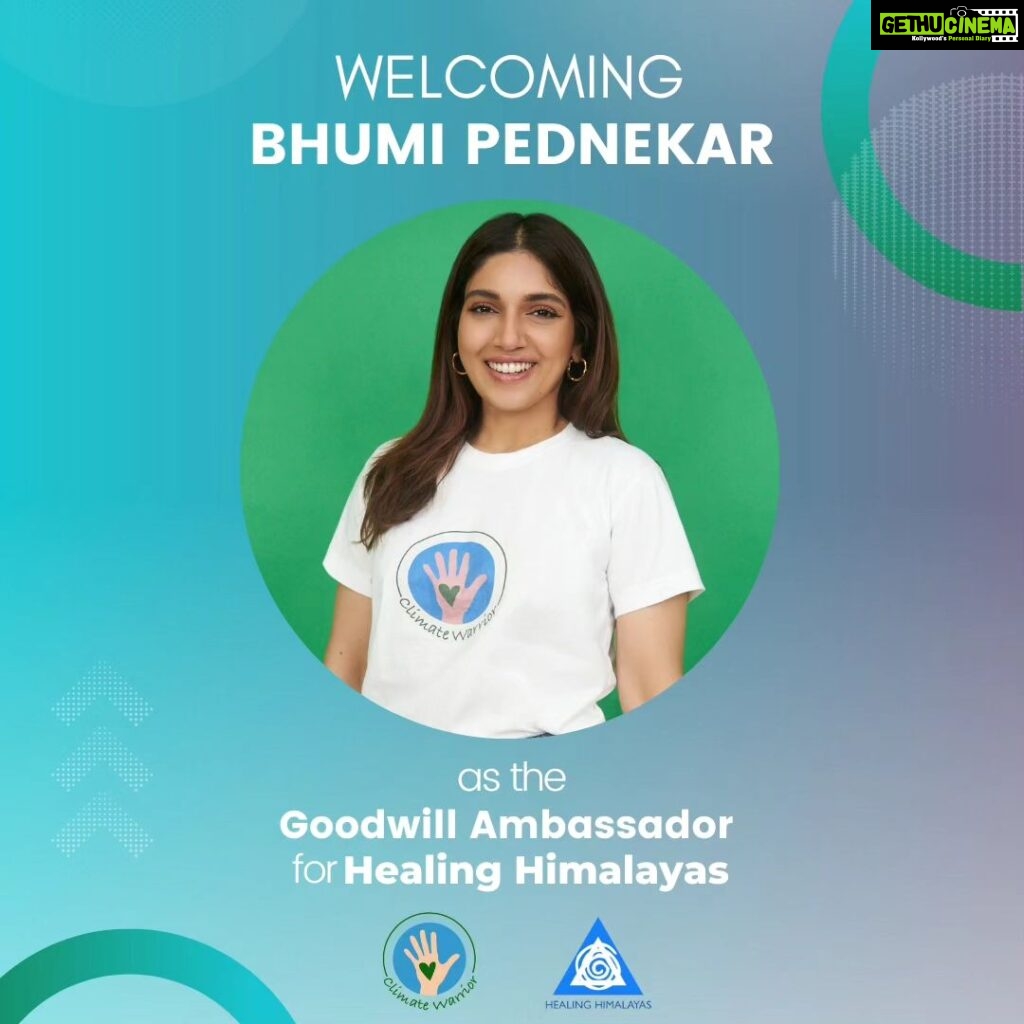 Bhumi Pednekar Instagram - Our hearts bloom with happiness to announce that Bollywood's most influential voice and versatile actress Bhumi Pednekar @bhumipednekar has joined hands with the Healing Himalayas as our Goodwill Ambassador. Bhumi is known for her eclectic roles in the film industry and her voice stands firm in the cause of climate change and sustainable living. We welcome Bhumi Pednekar into our family. 😊 Let's join hands in making Mother Earth greener. Let's heal the Himalayas together so that they become GREAT again. Happy World Earth day. 💚 #BhumiPednekar #HealingHimalayas #WorldEarthDay #HealingHimalayasFoundation #GoodwillAmbassador #KeepHimalayasClean #MakingADifference #SustainableLiving #ClimateWarrior