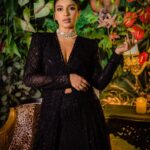 Bhumi Pednekar Instagram - Loves all things 🖤 . . . Wearing @ritikamirchandani Styled @mohitrai along with @shubhi.kumar @teammrstyles Jewellery @curiocottagejewelry Thank you @karansidhuphotography ❤️