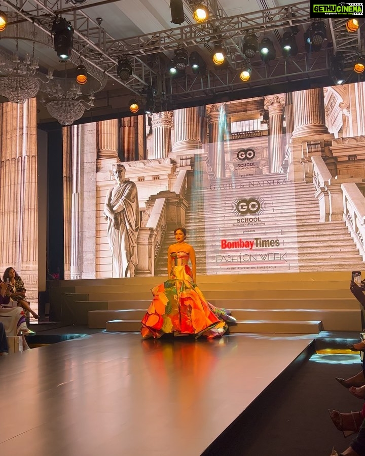 Bhumi Pednekar Instagram - Felt like an old world movie star as I walked for the incredible @gauriandnainika for the grand finale of #BombayTimesFashionWeek2023β¨ The super talented duo has always outdone themselves collection after collection. You both are simply π₯π PS: swipe to hear my biggest cheerleader scream with joy π Also a special shout out to my cheer squad that came in all its glory β€οΈ Team: Makeup @sonicsmakeup Hair @hairstories_byseema Managed by @khandelwal_neha Clicked by @vidhigodha @timesfashionweek
