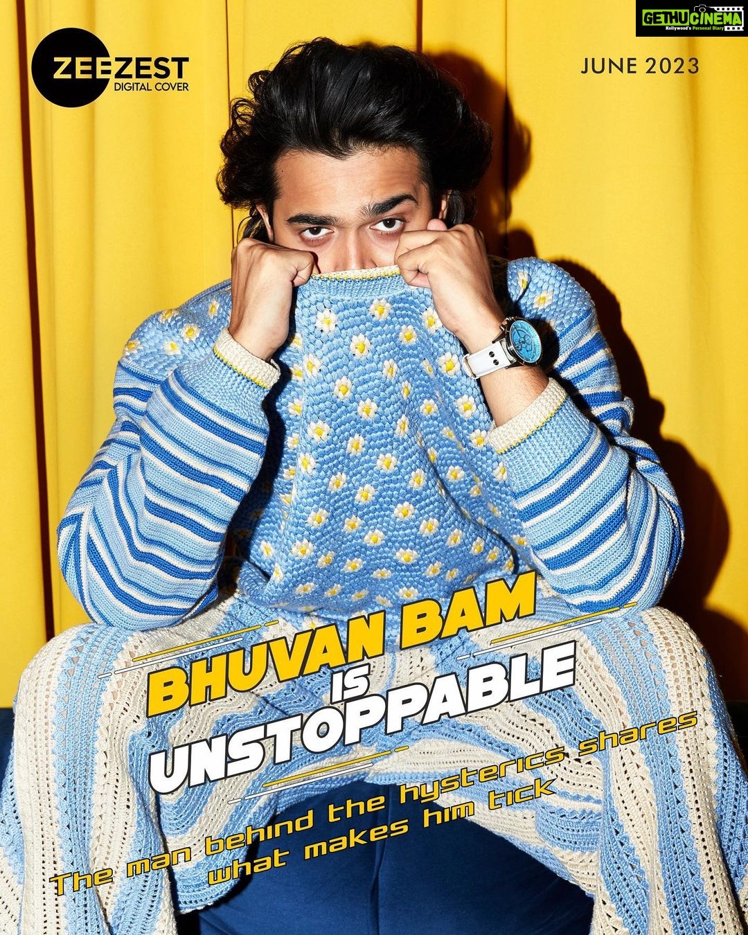 Bhuvan Bam Instagram - #ZeeZestDigitalCoverStar With more than 26 million subscribers on his YouTube channel, BB Ki Vines, Bhuvan Bam and his universe of relatable desi characters have struck a chord. He finds humour in the most unexpected places, people, situations, and understands exactly how to showcase it for his audience. @bhuvan.bam22 finds creative satisfaction as a storyteller and musician. As an actor, he showcases his skills on OTT projects such as Dhindora, Taaza Khabar, Rafta Rafta, and Plus Minus. He’s also carving a niche as a singer-songwriter, and composer with singles such as Teri Meri Kahani, Safar, Ajnabee, Sang Hoon Tere, and Ban Gayi Zindagi. Soon, we will watch him lead an action thriller, more details for which are awaited. In this look, Bhuvan channels his inner child, playful and fun-loving. To complete the look, Bhuvan is wearing a Police watch with multi-function dial in blue glass and rivetted white strap. For the full story log on to the website or click the link in bio. Credits:- Editor: Sumita Bagchi Creative Consultant: @mitrajitb Photographer: @keegancrasto / @publicbutterindia Watch Partner: #policewatches @watch.for.style Text: Shraddha Varma Team Zee Zest: Sayoni Bhaduri Stylist: @pyumishra Videography: @gauravtalekar_official Video Edit: Media Edge Hair stylist: Team @aalimhakim Makeup: Rajendra Singh Location: @merakiistudioz Artist Management: @rohitonweb Media Relations: @hardly.anonymous_2.0 Look: @ilovepero