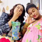 Chaitra Reddy Instagram – When your best friend is pregnant 🙈🥹🧿 

Just for fun 😍😂 I love to watch her with her baby bump 😍 @nakshathra_viswanathan ❤️