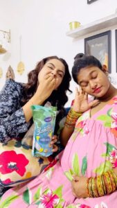 Chaitra Reddy Instagram - When your best friend is pregnant 🙈🥹🧿 Just for fun 😍😂 I love to watch her with her baby bump 😍 @nakshathra_viswanathan ❤️