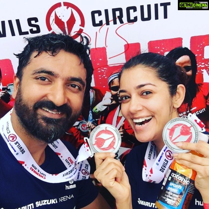 Chaya Singh Instagram - It takes a lot to match up with ur crazy other half but anything for him😘he slayed the obstacles in style. So proud of him.. My HERO🤗 #couplegoals #marutisuzukidevilscircuit #booyah #chennai #devilcircuit #devilcircuit2019