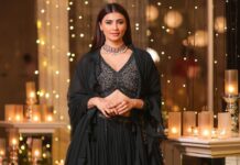 Daisy Shah Instagram - You wanted 🔥? My specialty is 🧊 . . . Outfit: @awignaofficial Choker: @meraki.mumbai Styled by: @trishadjani 📸: @framefuchsiaphotography