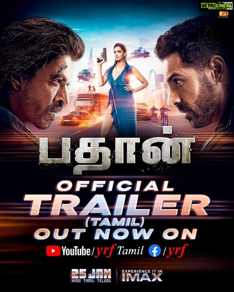 Deepika Padukone Instagram - Athiradi action oda varoam! Watch #PathaanTrailer in Tamil NOW! Celebrate #Pathaan only at a big screen near you on 25th January. Releasing in Hindi, Tamil and Telugu. #SiddharthAnand | @iamsrk | @thejohnabraham | @yrf