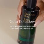 Deepika Padukone Instagram - An instant boost of hydration, courtesy 2-3 drops of Gotu Kola Dew. How do you like applying toner on your skin? Tell us in the comments below. Link in bio. #82e #GotuKolaDew #GotuKola #CentellaAsiatica #Niacinamide #TonerSerum #ClinicallyTestedSkincare #SkincareIndia #Skincare #Selfcare