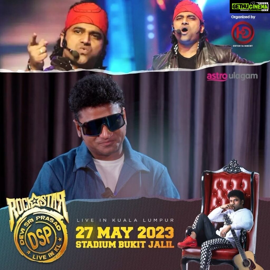 Devi Sri Prasad Instagram - Any Bullet-u song fan here? Get ready to rock and roll in DSP Live in KL concert on 27th May at Stadium Bukit Jalil, Kuala Lumpur! See you there! #dspliveinkl #astroulagam