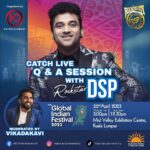 Devi Sri Prasad Instagram - 📣 Get ready for an exclusive live Q&A session with the Rockstar @thisisdsp ! 🎤🎶 Join us on 22nd April at 3PM Malaysia time (12.30PM India time) for an exciting conversation moderated by the talented @vikadakavi . Don't miss this chance to ask your questions and learn more about the music industry from these two experts! 🤩 #DSP #Vikadakavi #LiveQandA #DspOoSolriyaTour #GETREADYLAAAA! #PartywithDSP #rockstarDSP #DSP2023withHD #DSP #DaddyMummy #ooantavamava #oosolriyamama #concertDSP #rockfestDSP #rockfest2023DSP #Bullet #musicfestDSP #livemusicDSP #liveperformanceDSP #rocknrollDSP #DSPstageperformance #enjoydancewithDSP #DspLivelnKL #DspLive #dspliveinconcert
