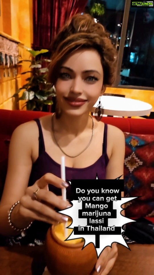 Devshi Khandur Instagram - Do you know? you can get Mango marijuna lassi in Thailand Would you like to try it ? #thailand #food #drinks #travel #beauty #travelling #traveller #devshikhanduri #travel #maryjones #doyouknow #weed #marijuna #resturants #bar #indianresturantinthailand